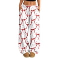 thumbnail image 1 of Fabrcox Wide Leg Pants for Women Bow Graphic Baggy Lounge Pants Women Loose Fit Spring Summer Valentine Trousers Pants for Women with Pockets, 1 of 5