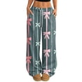 thumbnail image 1 of Fabrcox Wide Leg Pants for Women Bow Print Baggy Womens Lounge Pant Comfy Spring Summer Valentines Women’s Trousers with Pockets, 1 of 5