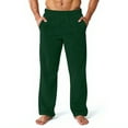 thumbnail image 1 of Fabrcox Winter Flannel Pajama Pants Men Big and Tall Pajama Bottoms with Pockets Elastic Waist Winter Warm Casual Mid Waisted Home Pajama Bottoms Dark Green S, 1 of 4