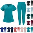 thumbnail image 1 of Fabrcox Woman Scrubs Set Stretch V-Neck Top and Cargo Pant Scrub Set Scrub Suit Medical Uniform with Pocket, 1 of 7
