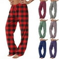 thumbnail image 1 of Fabrcox Women's Plaid Pajamas Bottoms Elastic Waist Drawstring S-3xl Pj Bottoms Lightweight Straight Leg Lounge Bottoms Pants Red XL, 1 of 5