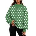thumbnail image 1 of Fabrcox Womens Mock Neck Sweatshirt Polka Dot Long Sleeve Oversized Sweatshirt Women Turtleneck Cozy Loose Winter Fall Outfits Lounge Basic Womens Pullover Green S, 1 of 6