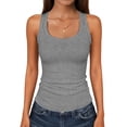 thumbnail image 1 of Fabrcox Womens Ribbed Tank Tops Sleeveless Square Neck Tank Tops Women Summer Stretch Wide Strap Lightweight Camping Fitted Basic Undershirts for Women Gray S, 1 of 6