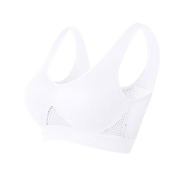 Fabrcox Womens Sports Bra Seamless Wirefree Bra Yoga High Support Breathable Solid Color Bras White 40