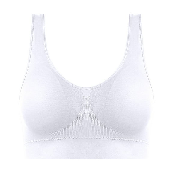 Fabrcox Womens Sports Bras No Underwire Sports Bralettes with Removable Pads Comfortable Workout Fitness Yoga Full Coverage Bras White 48