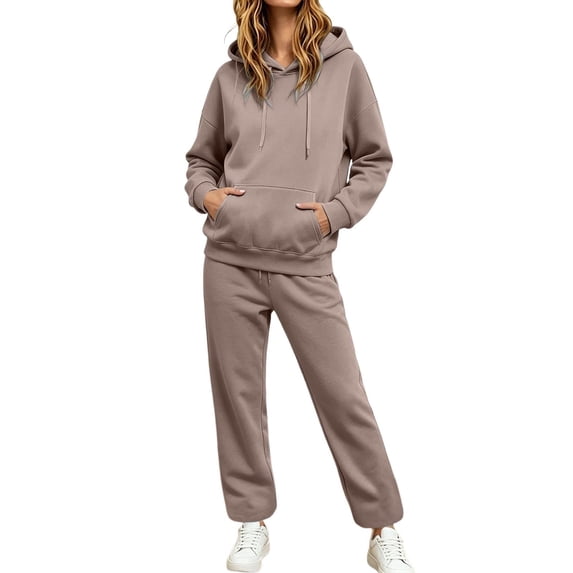 Fabrcox Womens Sweat Suits 2 Piece Set Fleece Hoodie and Straight Leg Sweatpants Fall Winter Running Casual Lounge Women's Tracksuit S
