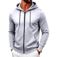 thumbnail image 1 of Fabrcox Zip Up Hoodie Men Sports Full Zip Mens Sweatshirts Hoodies Fall Winter Drawstring Big and Tall Mens Jacket with Pockets Gray XXL, 1 of 5