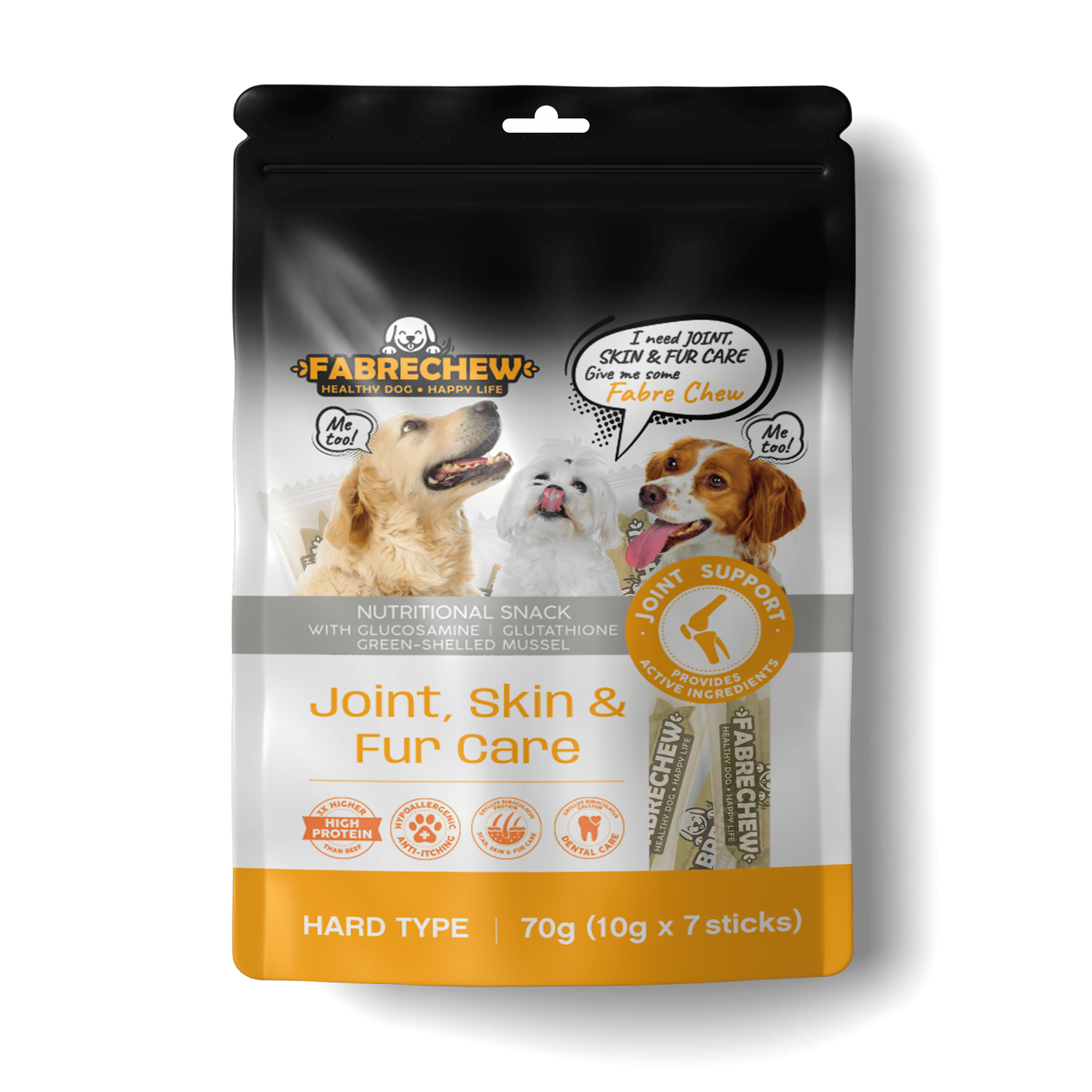 Fabre Chew Orange Joint, Skin & Fur Care 7 Pcs (Insect based Dog