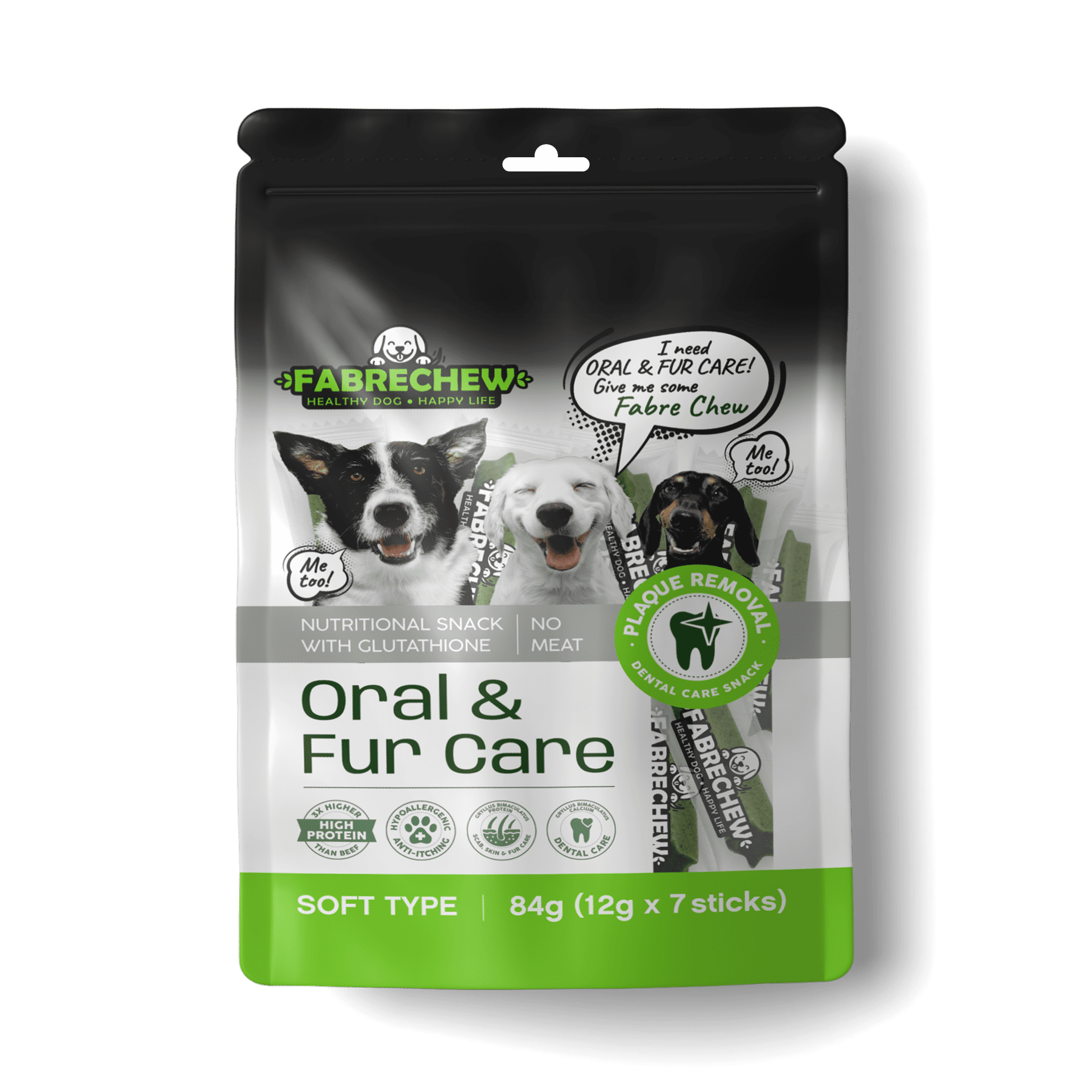 FabreChew Green Oral & Fur Care 7 Pcs (Insect based Dog Nutritional