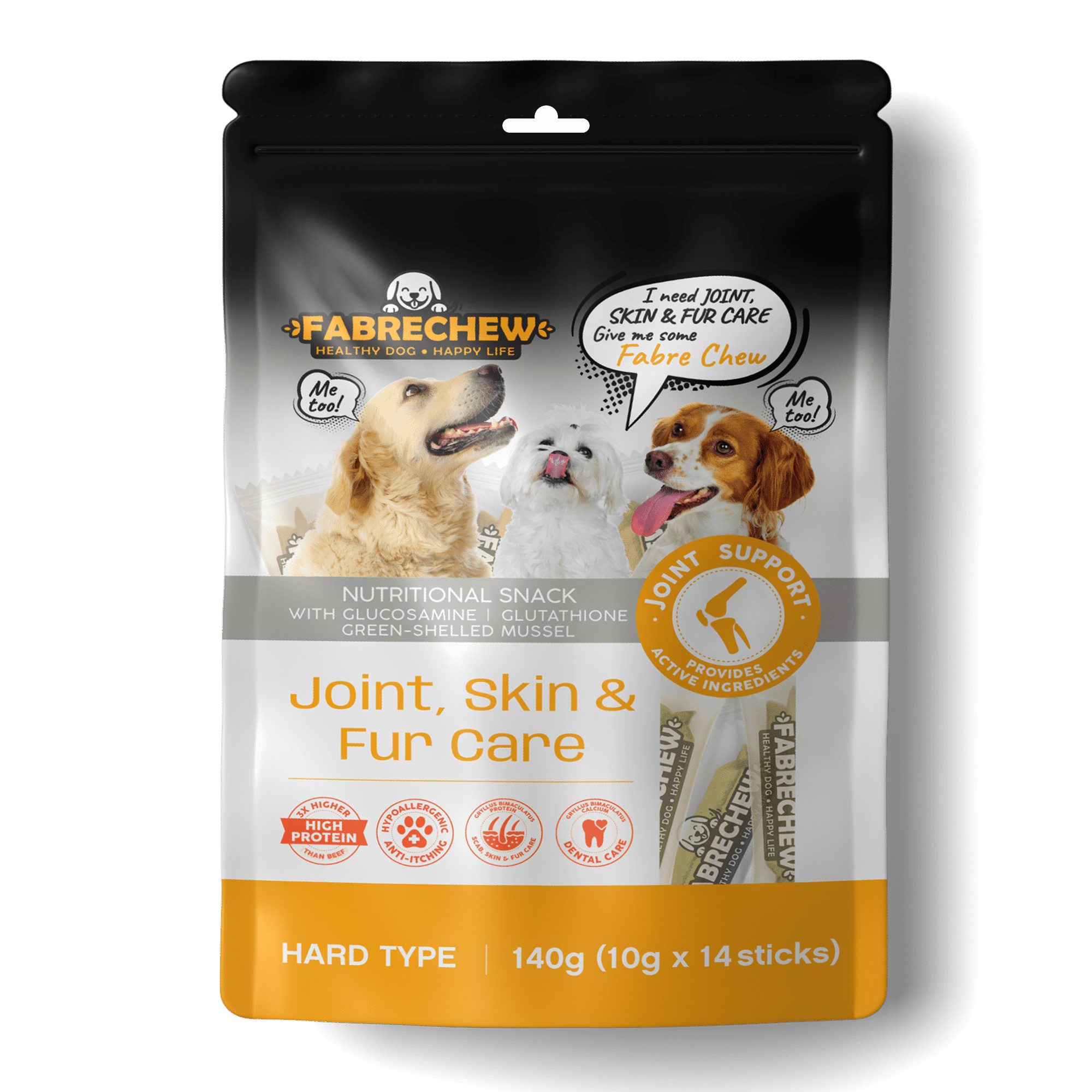 FabreChew Orange Joint, Skin & Fur Care 14 Pcs (Insect based Dog