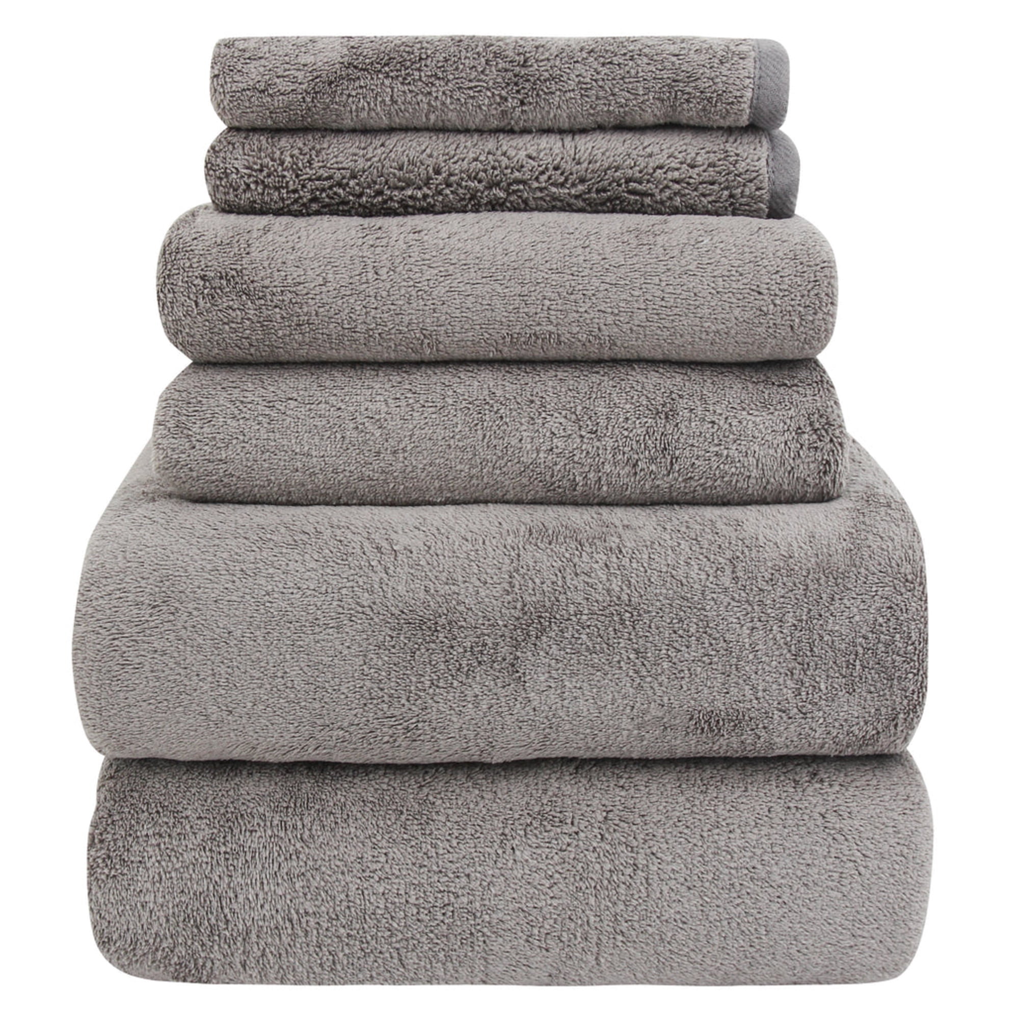 Fabreware FBT-001-SP-7 Smoked Pearl Coral Fleece-Bath Towel -6 Pc