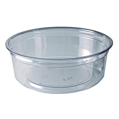 Fabri-Kal Recycleware Round Deli Container, 8 oz, 4.6" Diameter x 1.7" h, Clear, Plastic, 500/Carton