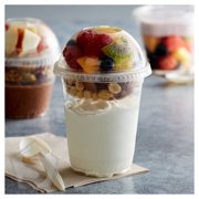 Fabri-Kal Greenware 12 oz. Compostable Clear Plastic Parfait Cup with 4 oz. Insert and Flat and Dome Lids - 100/Case
