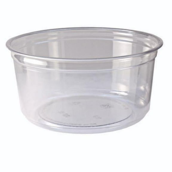 Fabri-Kal Recycleware Round Deli Container, 12 oz, 4.6" Diameter x 2.3" h, Clear, Plastic, 500/Carton