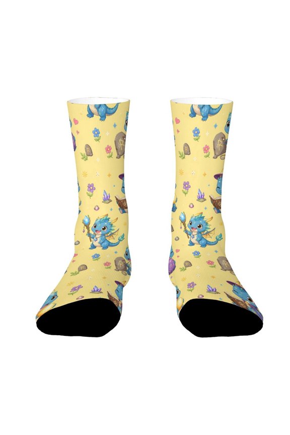 Ancient Rune Dragon Pattern Funny Novelty Crew Socks for Women Men Sports