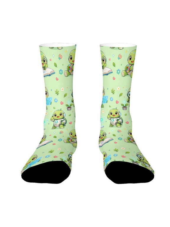 Awakening Mecha Logic Turtle Funny Novelty Crew Socks for Women Men Sports