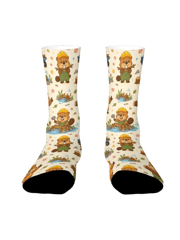 Beaver Dam Engineer Builder Rat Funny Novelty Crew Socks for Women Men Sports