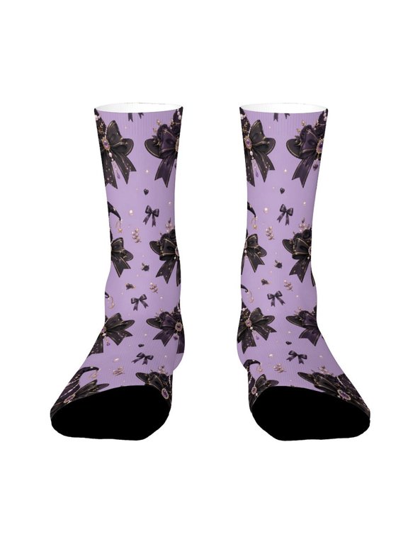 Black Pearl Witch Hat Funny Novelty Crew Socks for Women Men Sports