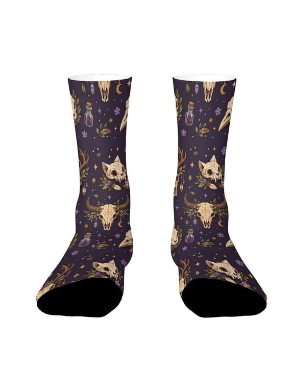 Bohemian Witch Animal Skull Sage Funny Novelty Crew Socks for Women Men Sports