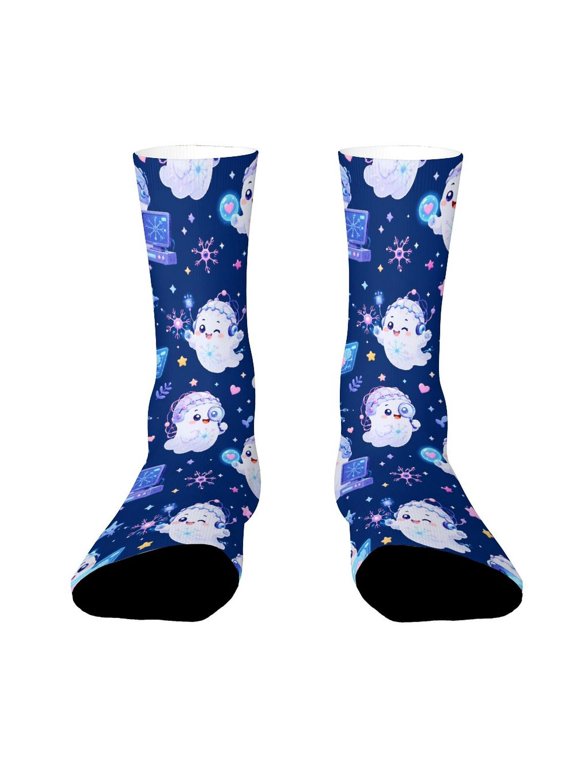 Brain Computer Interface Neural Ghost Funny Novelty Crew Socks for Women Men Sports
