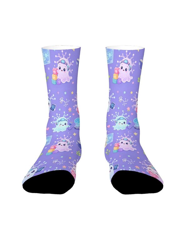 Brain Computer Interface Neuron Ghost Funny Novelty Crew Socks for Women Men Sports