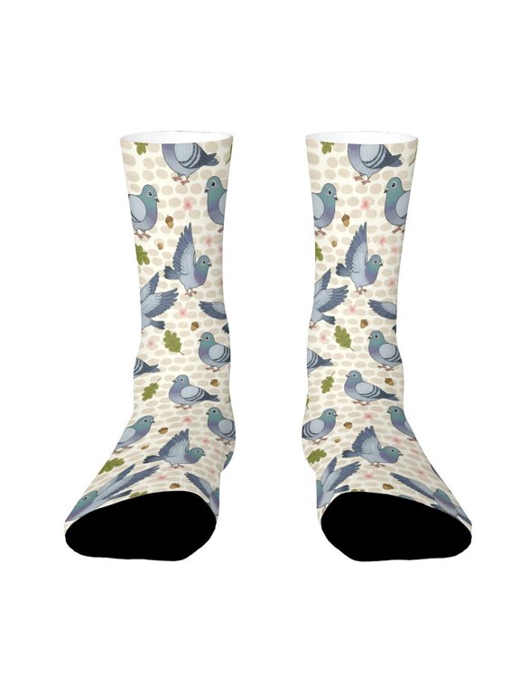 City Pigeon Flying Funny Novelty Crew Socks for Women Men Sports