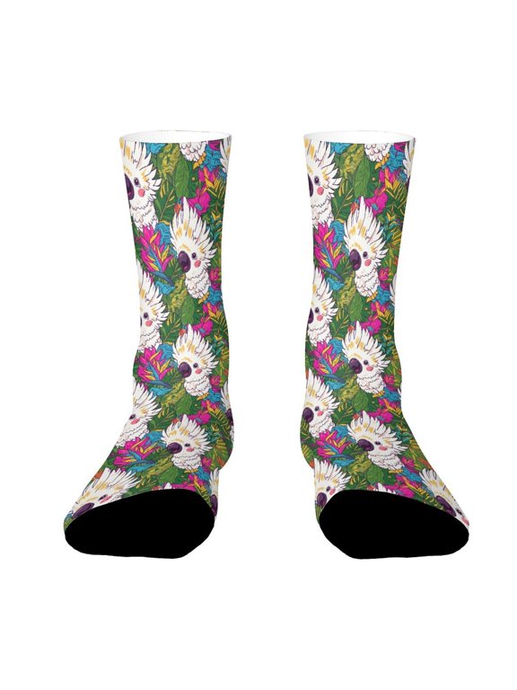Cockatoo Screaming Head Funny Novelty Crew Socks for Women Men Sports