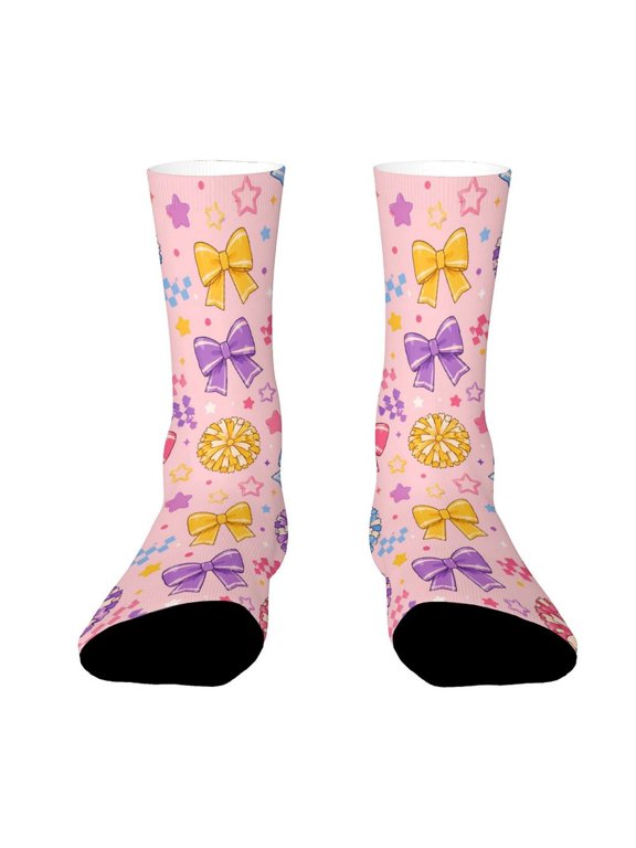 Colorful Ball Bow Funny Novelty Crew Socks for Women Men Sports