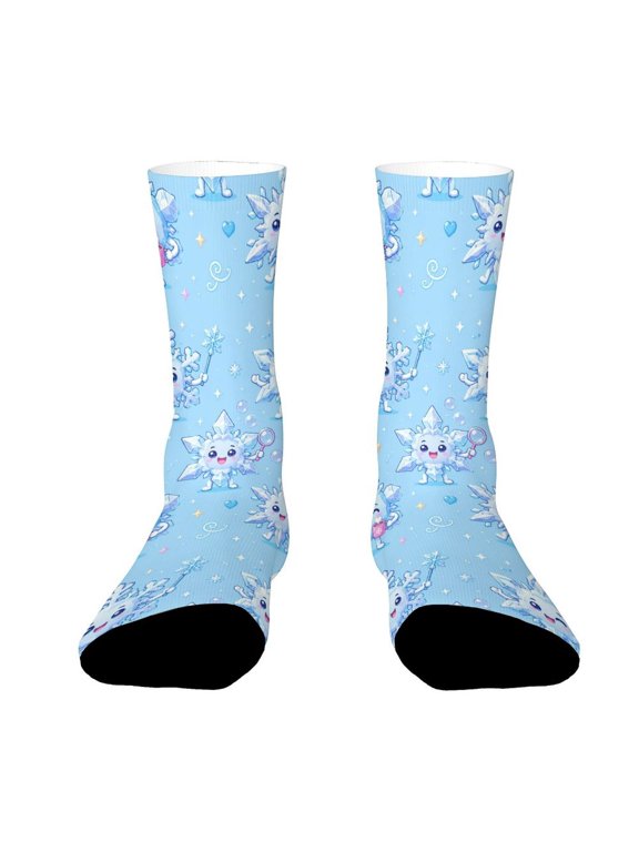 Crystal Clear Ice Crystal Snowflakes Funny Novelty Crew Socks for Women Men Sports