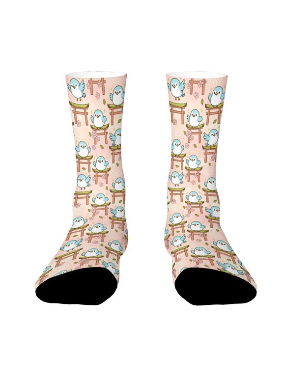 Cute Blue Birds Funny Novelty Crew Socks for Women Men Sports