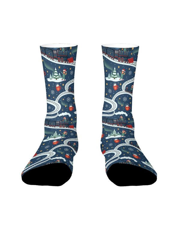 Cute Express Train Funny Novelty Crew Socks for Women Men Sports