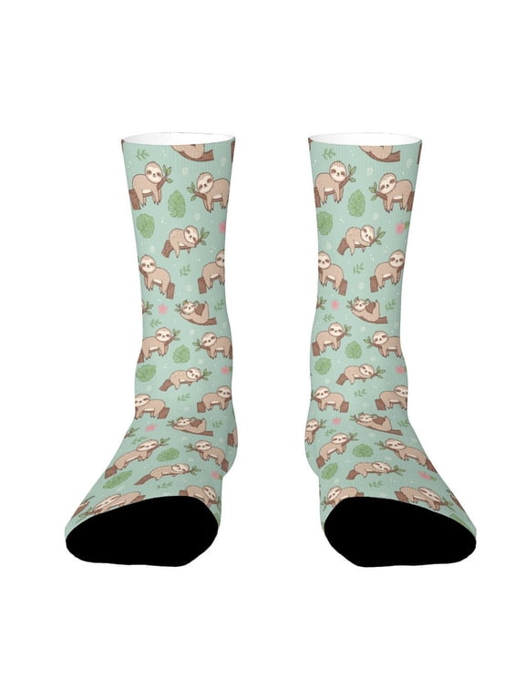 Cute Sloths Funny Novelty Crew Socks for Women Men Sports