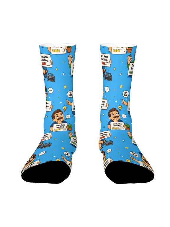 Dad Joke Loading Progress Bar Funny Novelty Crew Socks for Women Men Sports