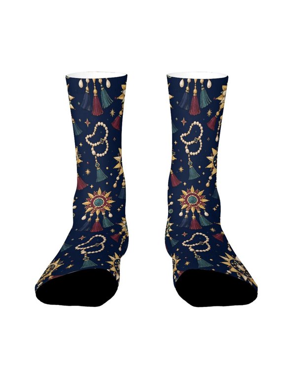 Luxury Retro Party Sun Tassel Funny Novelty Crew Socks for Women Men Sports