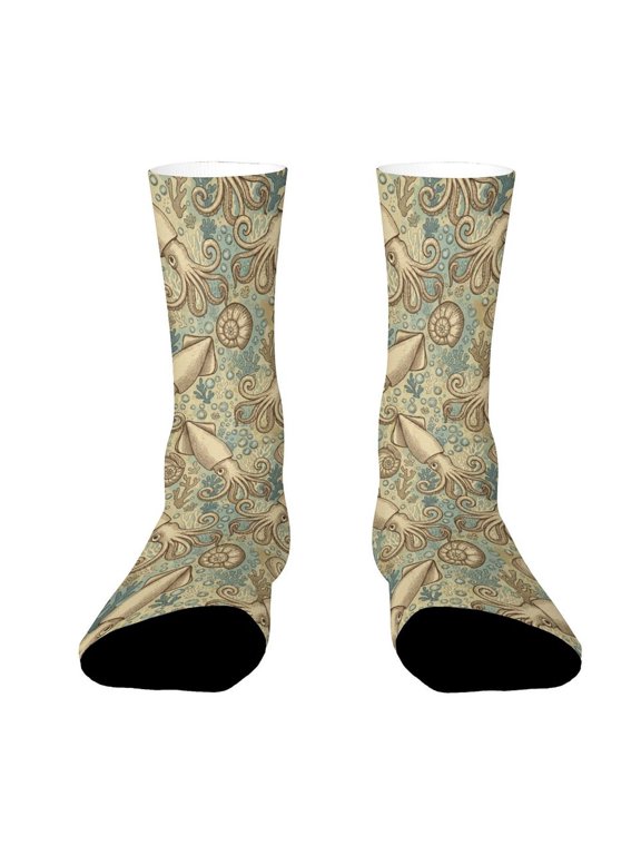 Octopus And Octopus Fish Ocean Funny Novelty Crew Socks for Women Men Sports