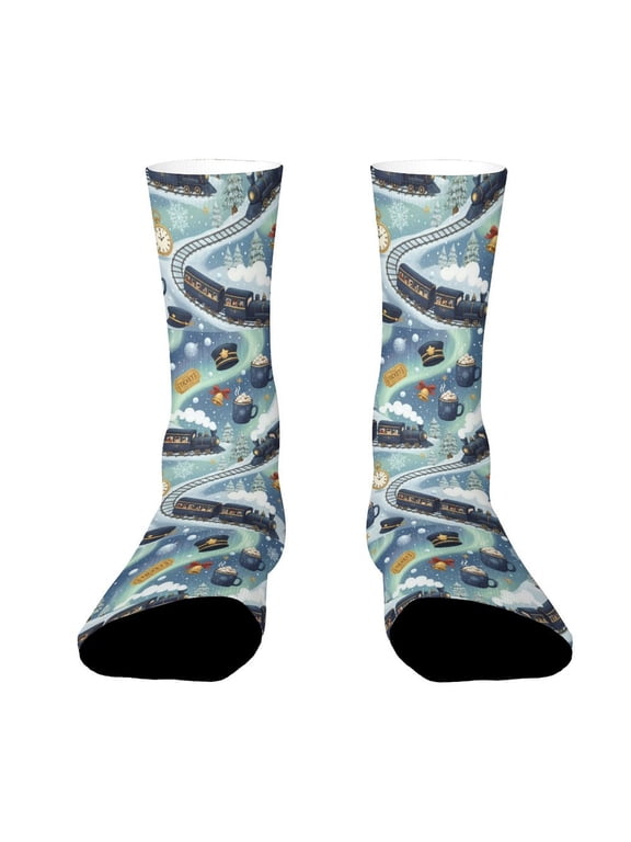 Polar Express Train Ride Funny Novelty Crew Socks for Women Men Sports