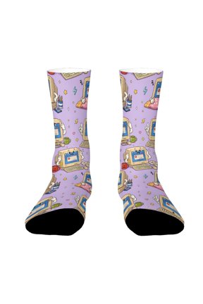 Retro Computer Monitor Error Popup Funny Novelty Crew Socks for Women Men Sports