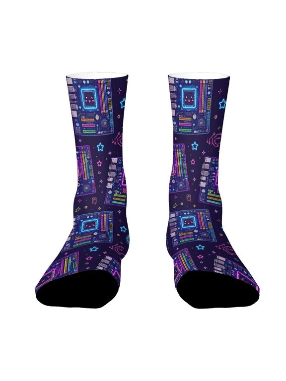 Retro Motherboard Circuit Cyberpunk Style Funny Novelty Crew Socks for Women Men Sports