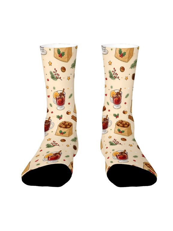 Roasted Chestnut Paper Bag Hot Wine Funny Novelty Crew Socks for Women Men Sports