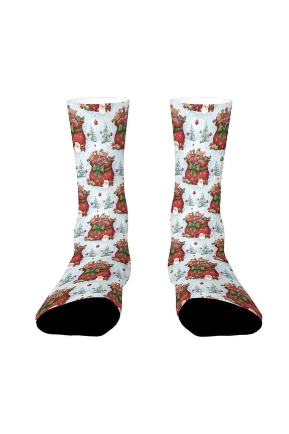 Santa Sack Toys Funny Novelty Crew Socks for Women Men Sports