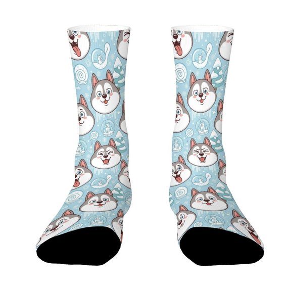 FabriLora Seamless Pattern Cartoon Cats Vector Funny Novelty Crew Socks for Women Men Sports