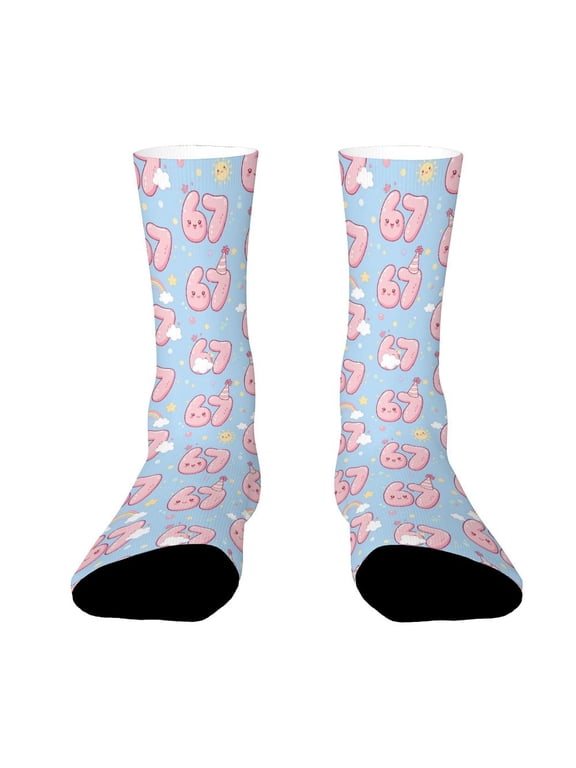 Six Seven Clouds Funny Novelty Crew Socks for Women Men Sports
