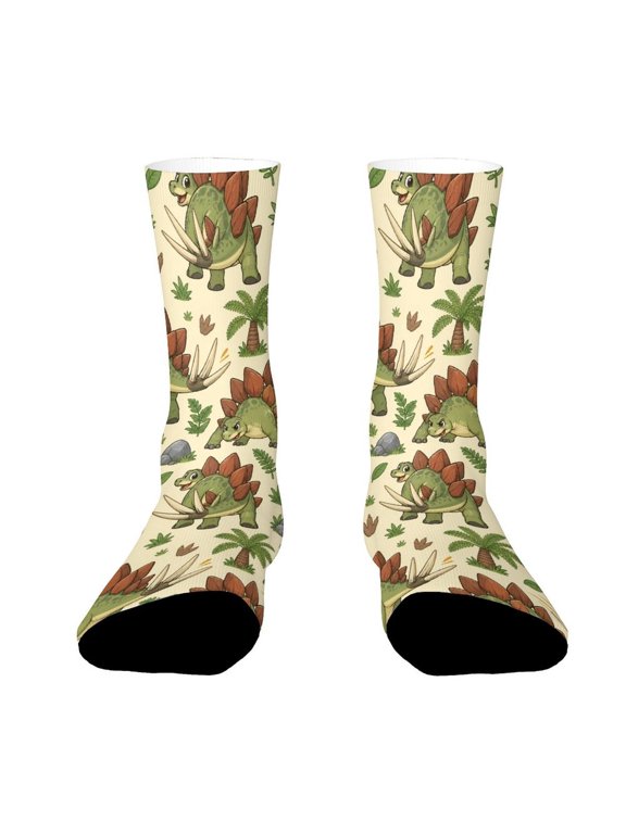 Stegosaurus Tail Spikes Prehistoric Defense Funny Novelty Crew Socks for Women Men Sports