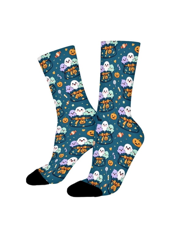 Three Colorful Creatures Candy Bag Funny Novelty Crew Socks for Women Men Sports