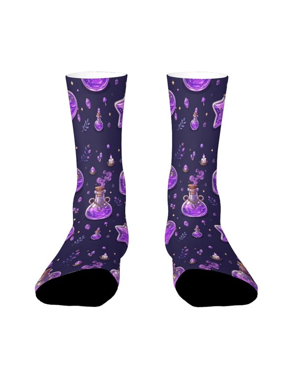 Vintage Glass Flask Magic Potion Funny Novelty Crew Socks for Women Men Sports