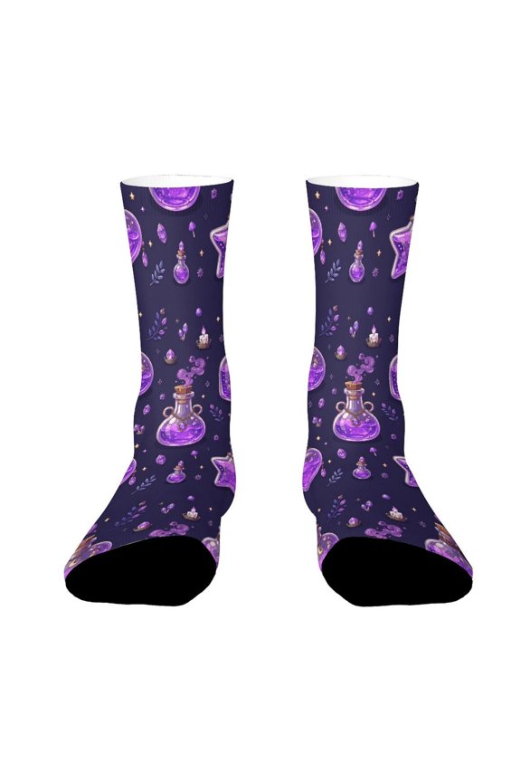 Vintage Glass Flask Magic Potion Funny Novelty Crew Socks for Women Men Sports