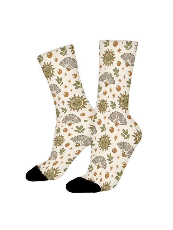 Warm Gray Fan Olive Sun Funny Novelty Crew Socks for Women Men Sports