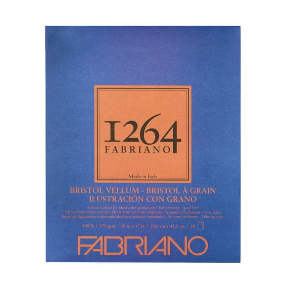 Fabriano 1264 Bristol Pad, Vellum, 14"x17", 100 lb, 20 Sheets, 100% Alpha-Cellulose, Detail & Technical Drawing