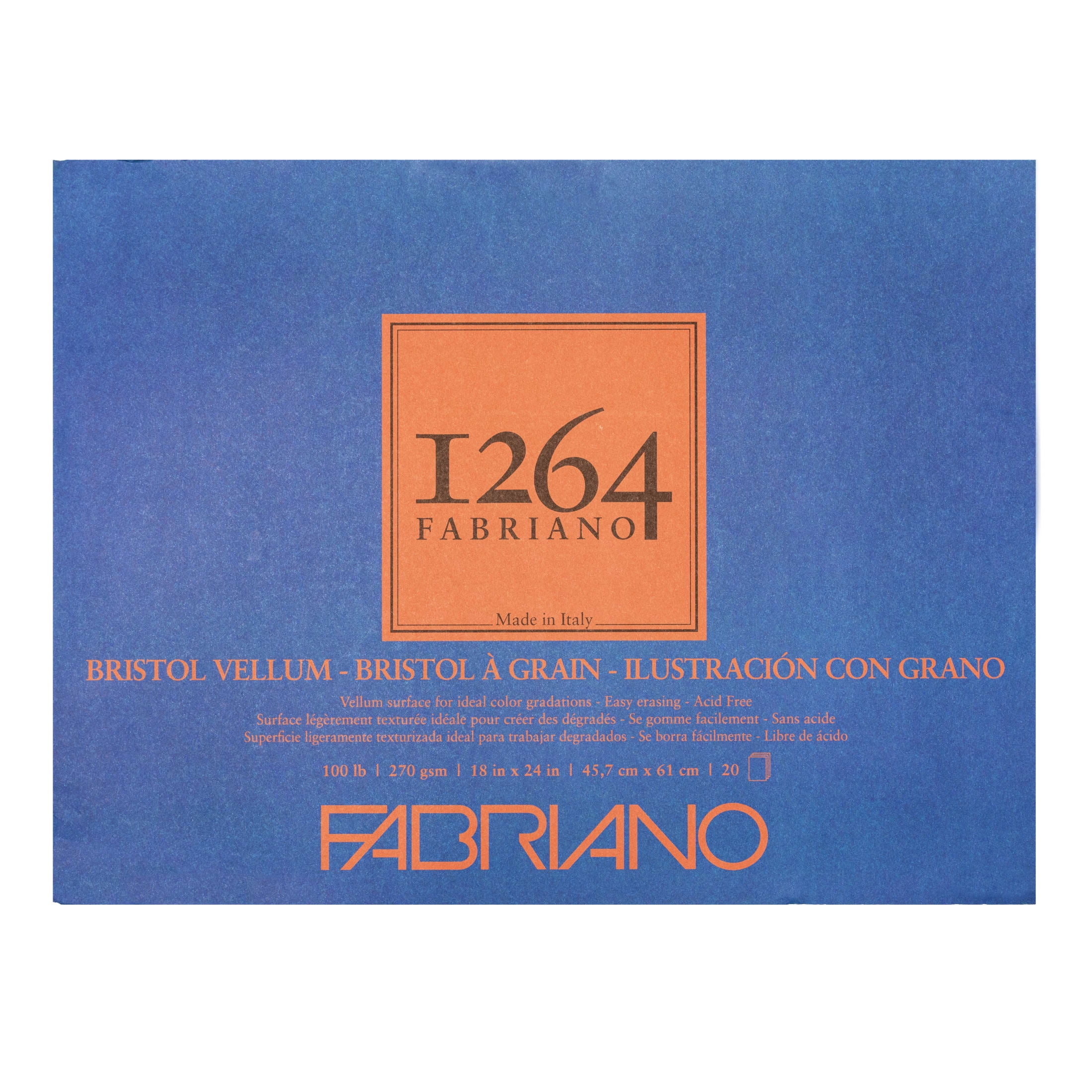 Fabriano 1264 Bristol Pad, Vellum, 18 inx24 in, 100 lb, 20 Sheets, 100% Alpha-Cellulose, Detail & Technical Drawing