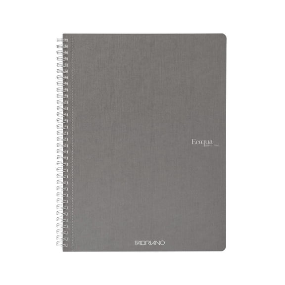 Fabriano EcoQua Original Spiral-Bound Notebook, 8.3 in x 11.7 in, A4, Graph, 70 Sheets, Grey